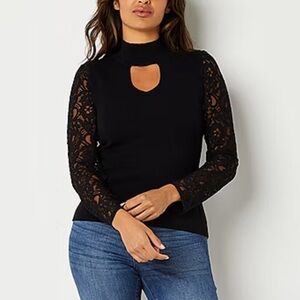 BOLD elements Black Lace Sleeve Blouse XL